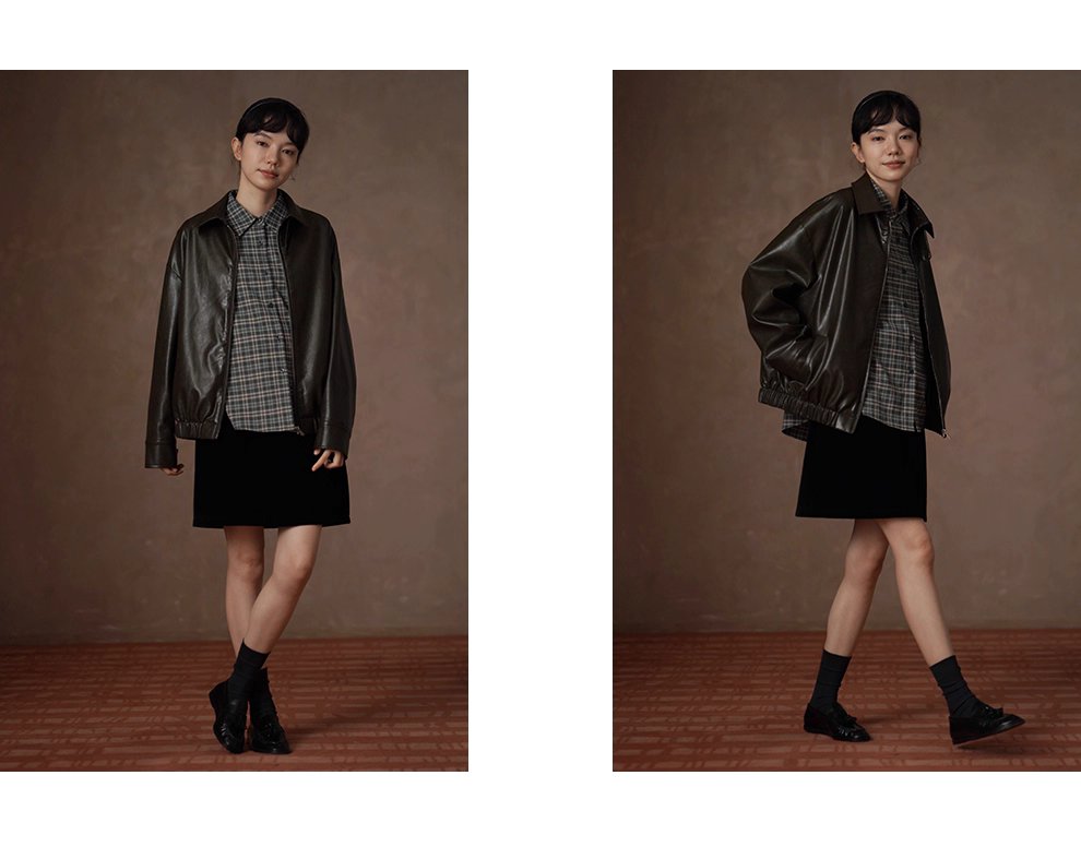 馬德拉斯復古格紋襯衫落肩寬鬆英倫疊穿學院翻領上衣女