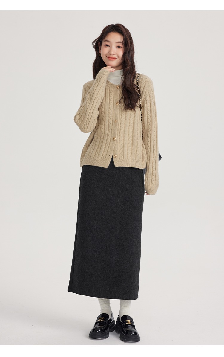 微胖灰色毛呢半身裙秋冬顯瘦A字裙胖mm長裙