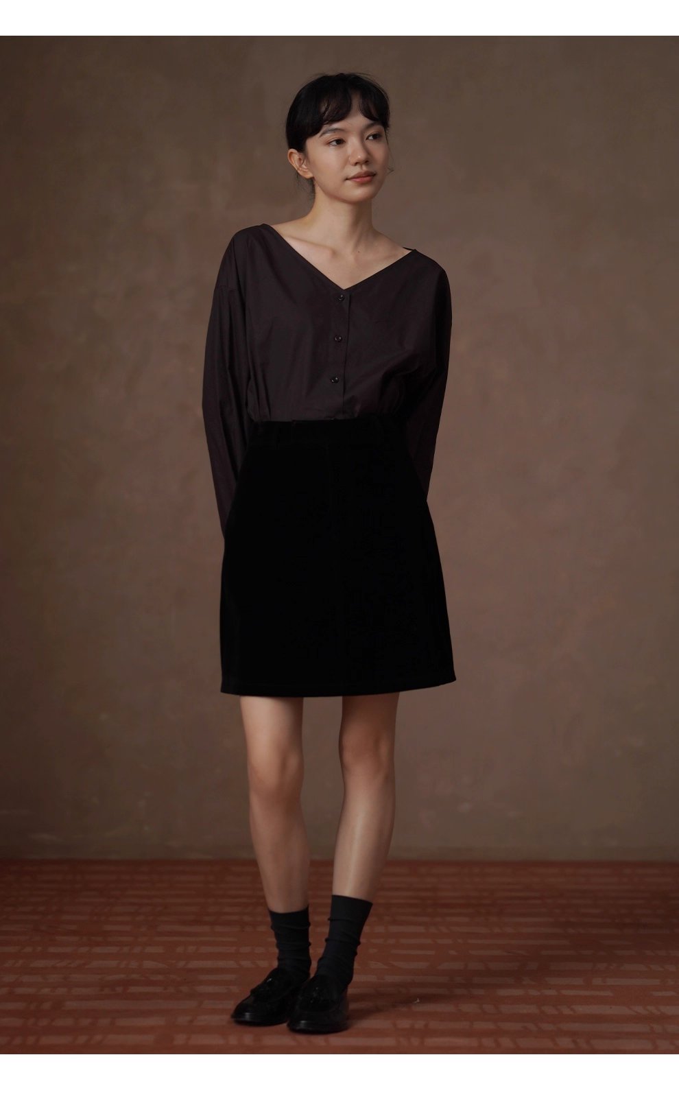 百變通勤兩穿氣質襯衫挺括100棉V領顯瘦寬鬆長袖上衣女