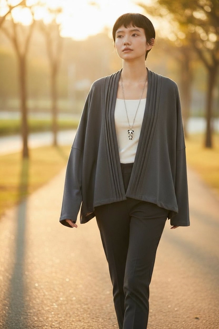 寬鬆休閒遮肉顯瘦簡約百搭空氣棉長袖開衫小外套