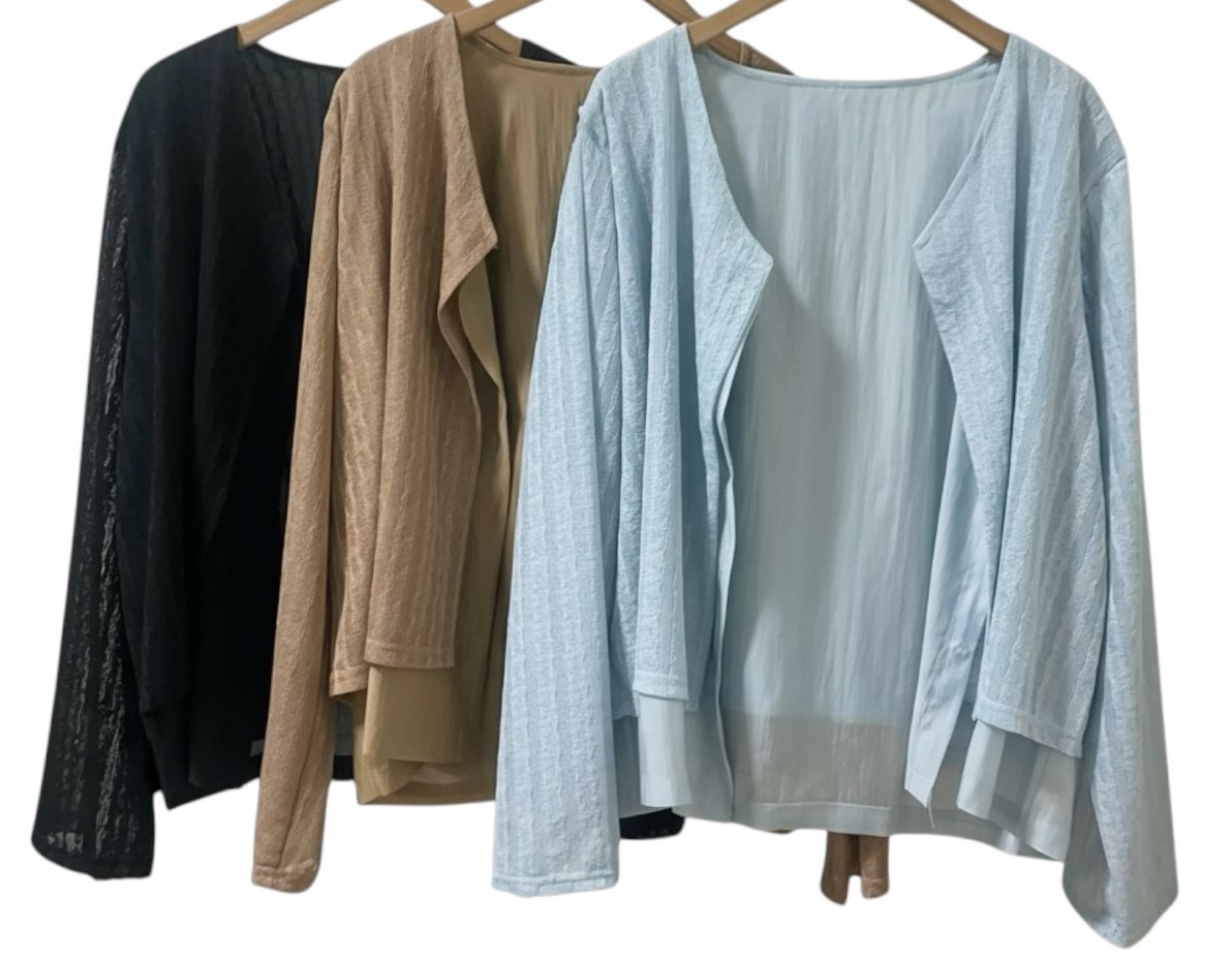 寬鬆休閒遮肉顯瘦簡約百搭假兩件長袖開衫小外套上衣