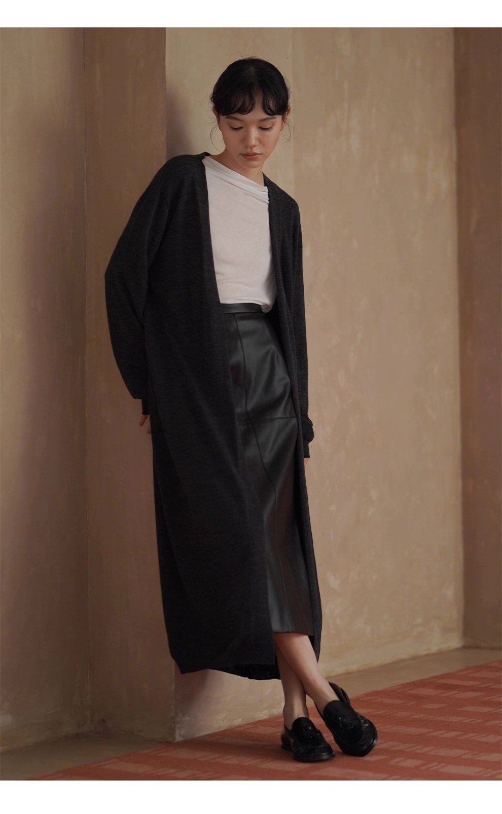 慵懶感完美詮釋柔軟綿羊毛混紡長通勤針織顯瘦外套女