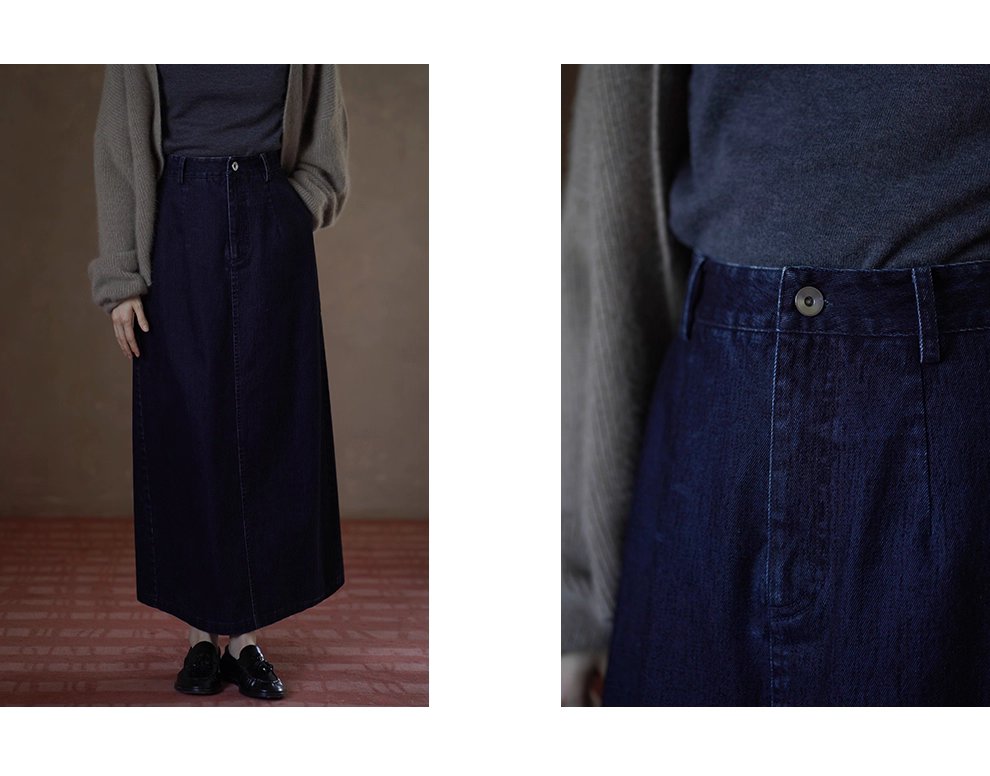 復古時髦做舊磨毛牛仔長款半身裙高腰微A寬鬆顯瘦裙子