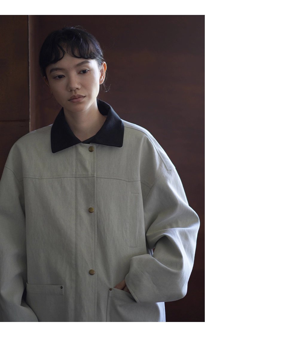 復古工裝健行外套斜紋挺括寬鬆顯瘦撞色翻領一手長風衣