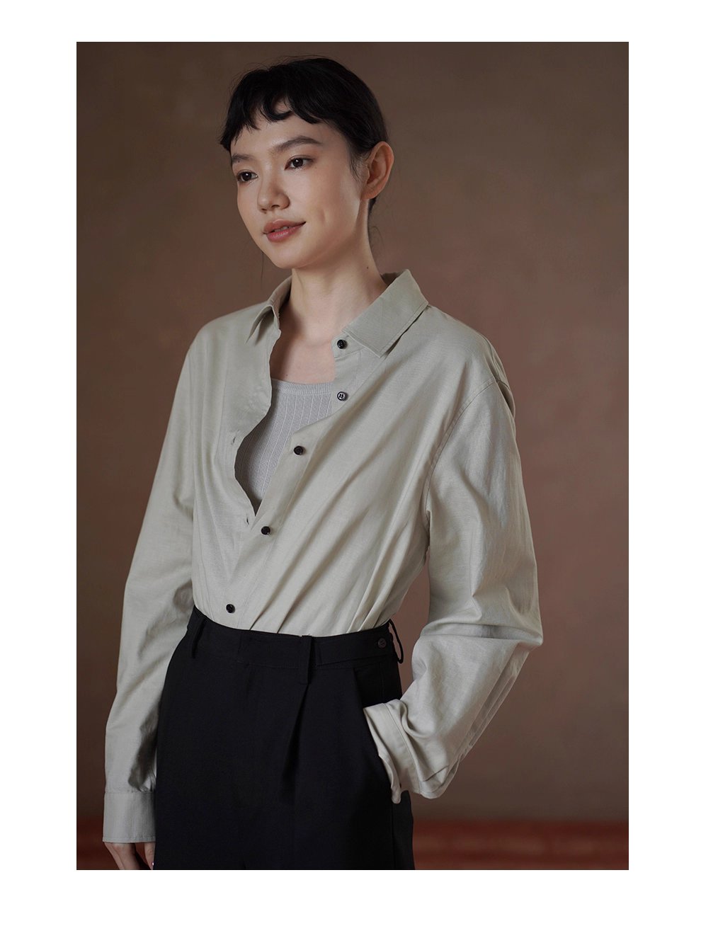 基本款日常襯衫多穿實用型寬鬆通勤顯瘦長袖百搭上衣女