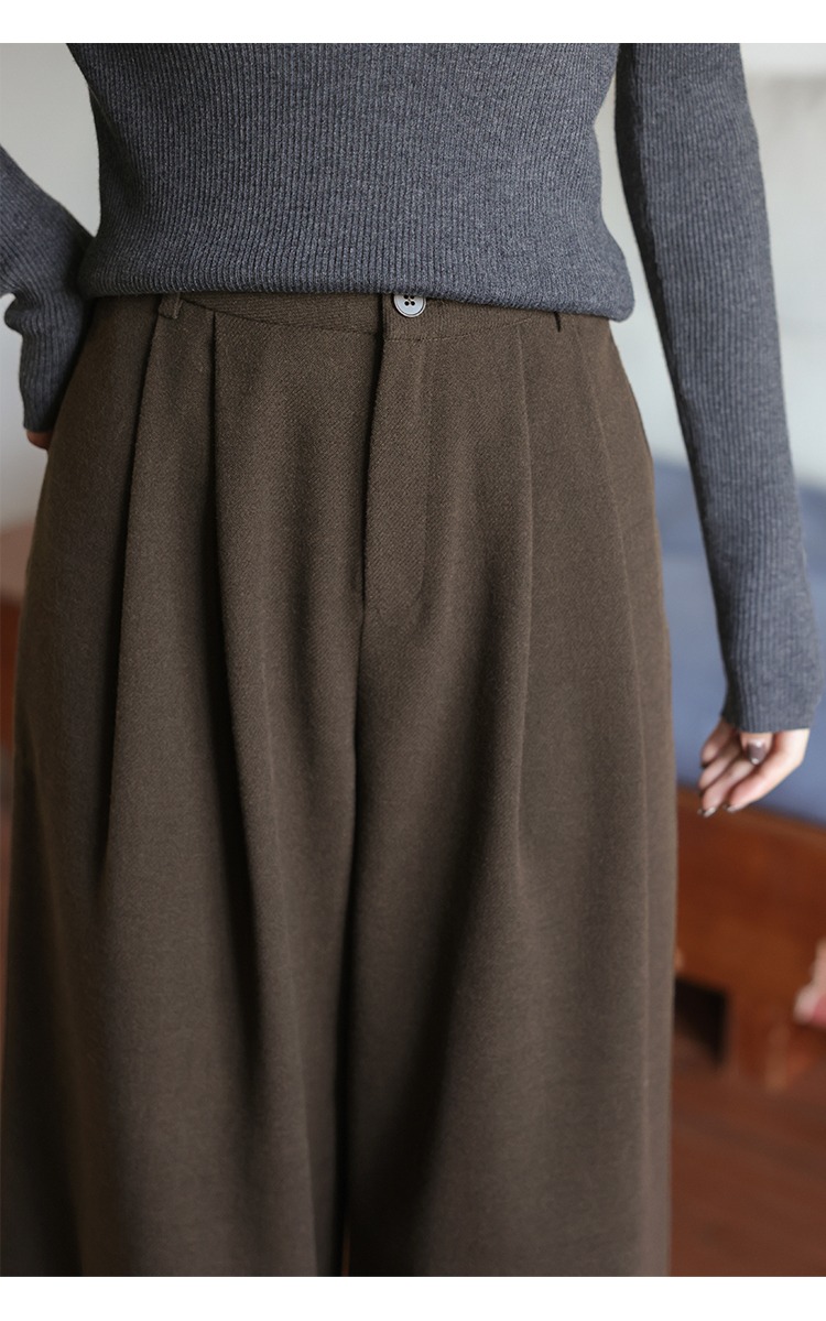 高腰直筒褲女寬腿闊腿褲秋冬款褲子