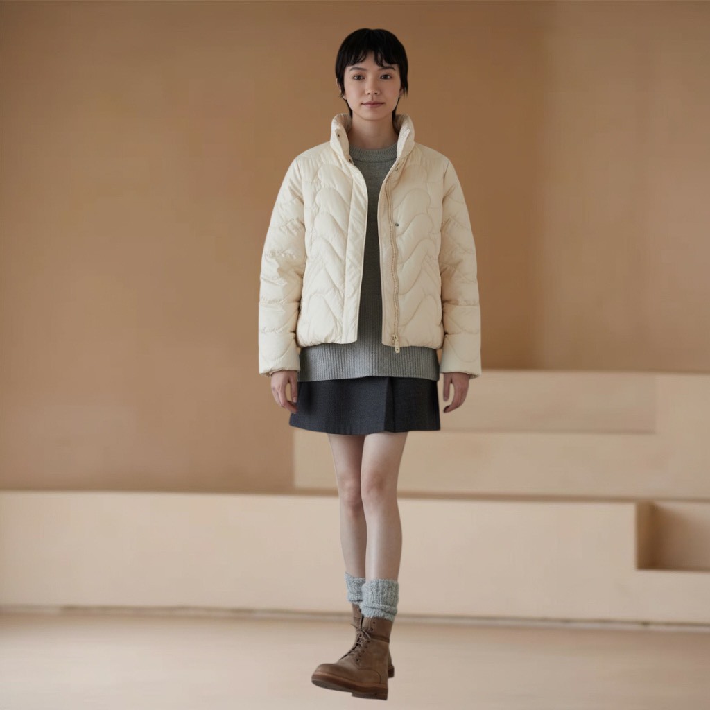 高品質羽絨衣立領保暖短款白鴨絨外套