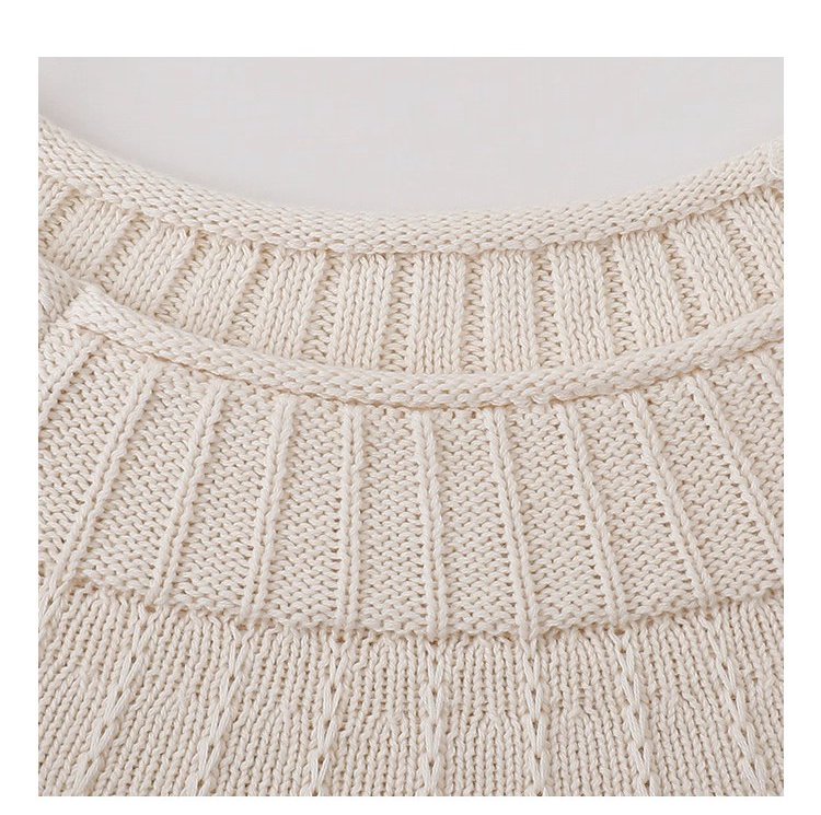 設計感波浪下擺純棉針織衫女秋冬季新款長袖上衣