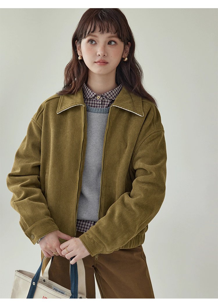 韓系雙頭拉鍊燈芯絨外套女秋季新款長袖夾克上衣,韓系雙頭拉鍊燈芯絨外套女秋季新款長袖夾克上衣,HBEW5072,韓系雙頭拉鍊燈芯絨外套女秋季新款長袖夾克上衣,復古夾克,燈芯絨