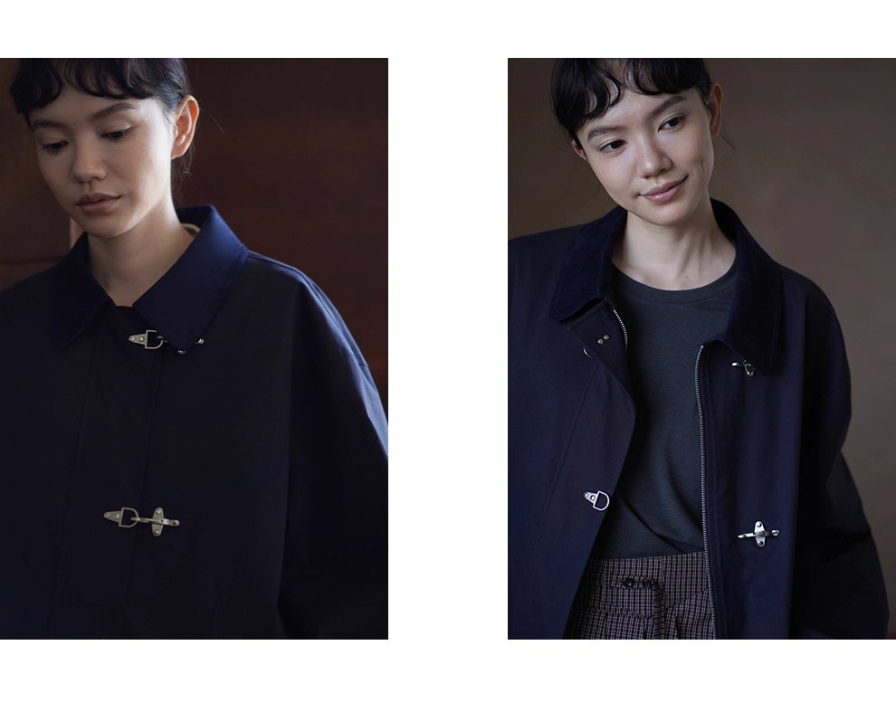 走讀生復古外套小眾飛機扣設計中長款拼接麂皮領口風衣