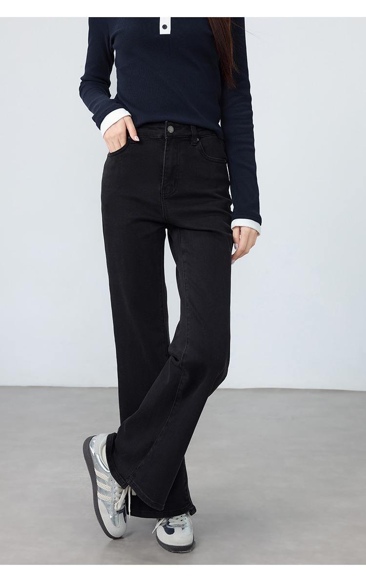 開叉黑色微喇褲牛仔褲顯瘦褲子,開叉黑色微喇褲牛仔褲顯瘦褲子,HBEW3993,開叉黑色微喇褲牛仔褲顯瘦褲子,修身顯瘦,基本百搭