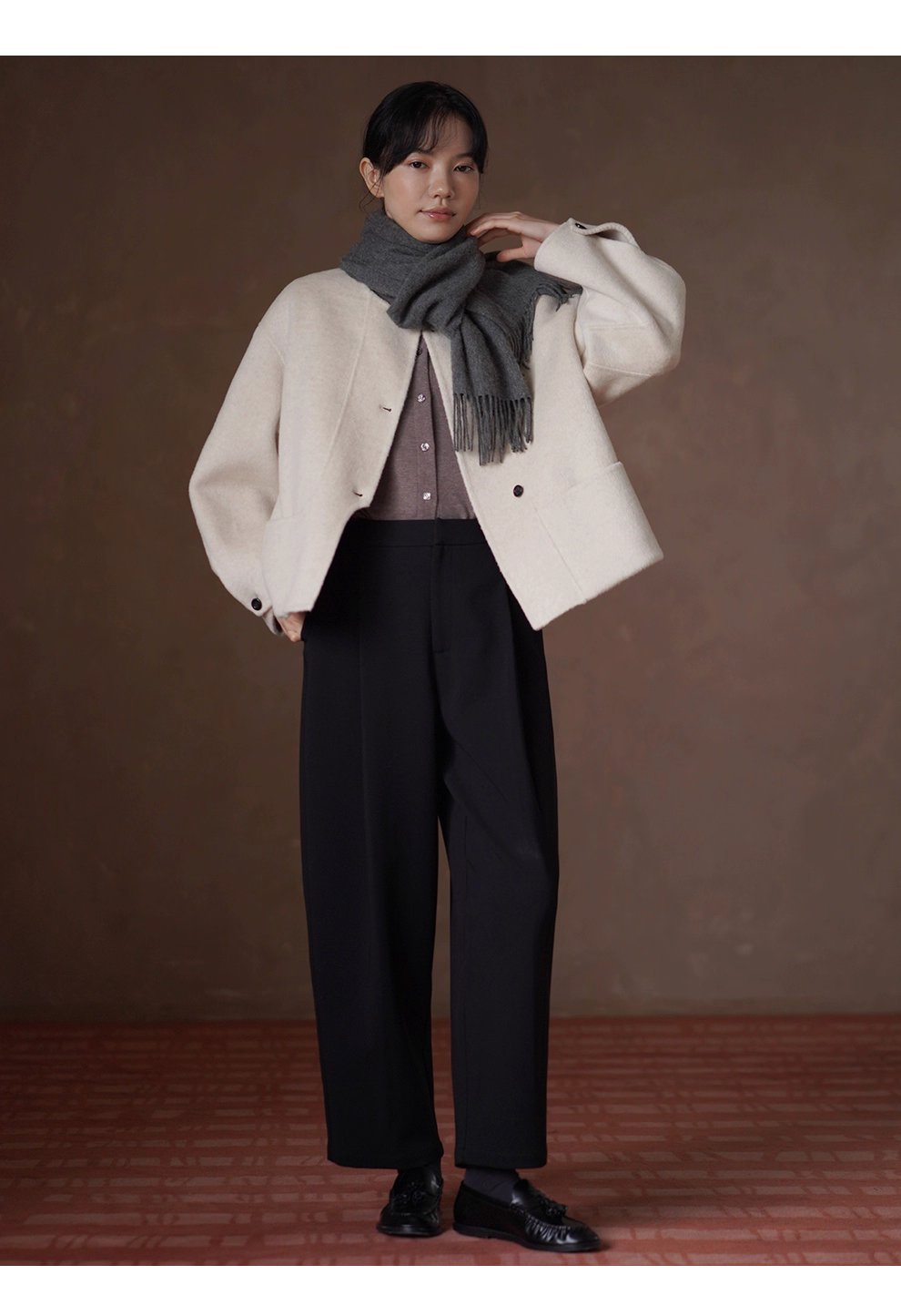 全能內搭合身彈性圓領開門襟顯瘦修身通勤長袖親膚上衣