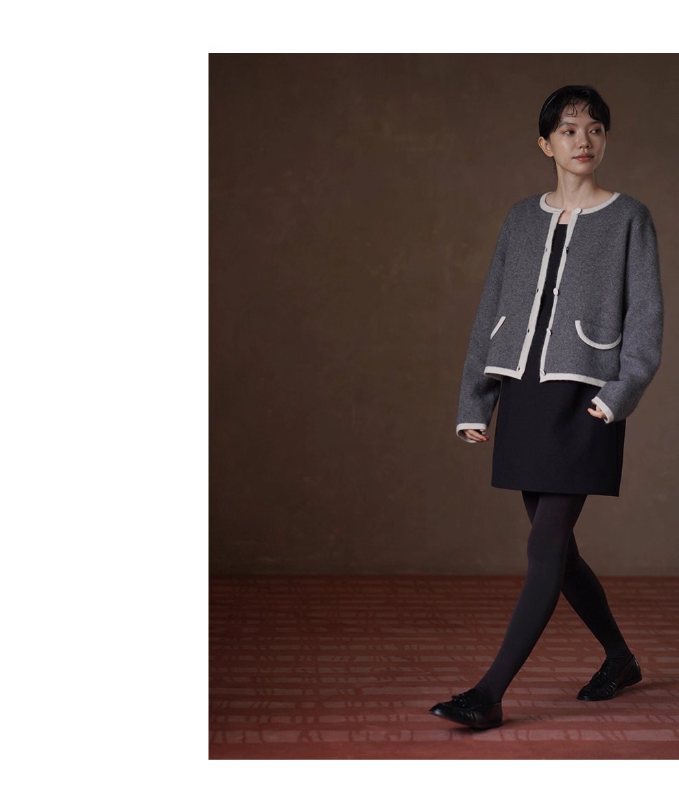 優雅七分袖收腰洋裝微蓬高腰分割顯瘦花苞裙擺小黑裙