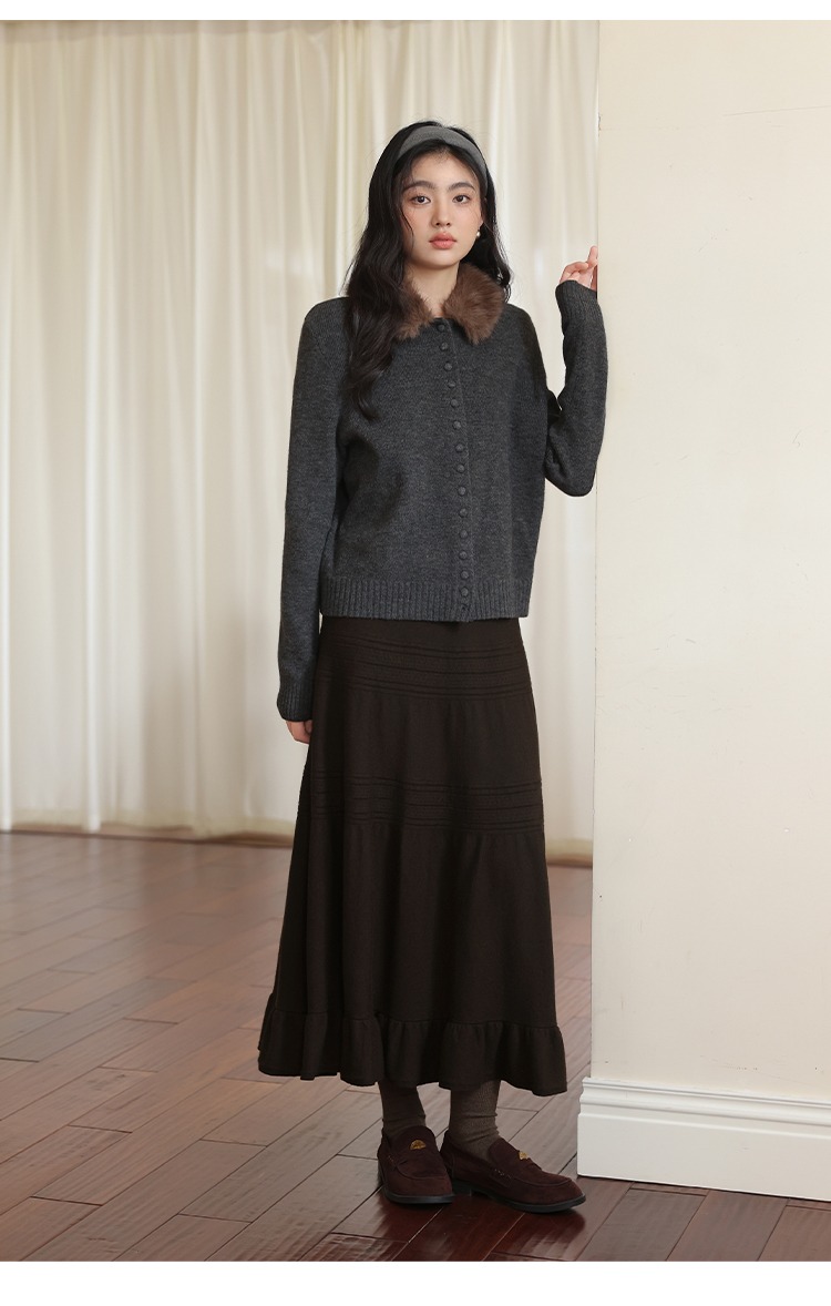 大碼胖mm咖色針織荷葉滾邊半身裙秋冬毛織裙,大碼胖mm咖色針織荷葉滾邊半身裙秋冬毛織裙,HBEW2989,大碼胖mm咖色針織荷葉滾邊半身裙秋冬毛織裙,質感單品,針織面料