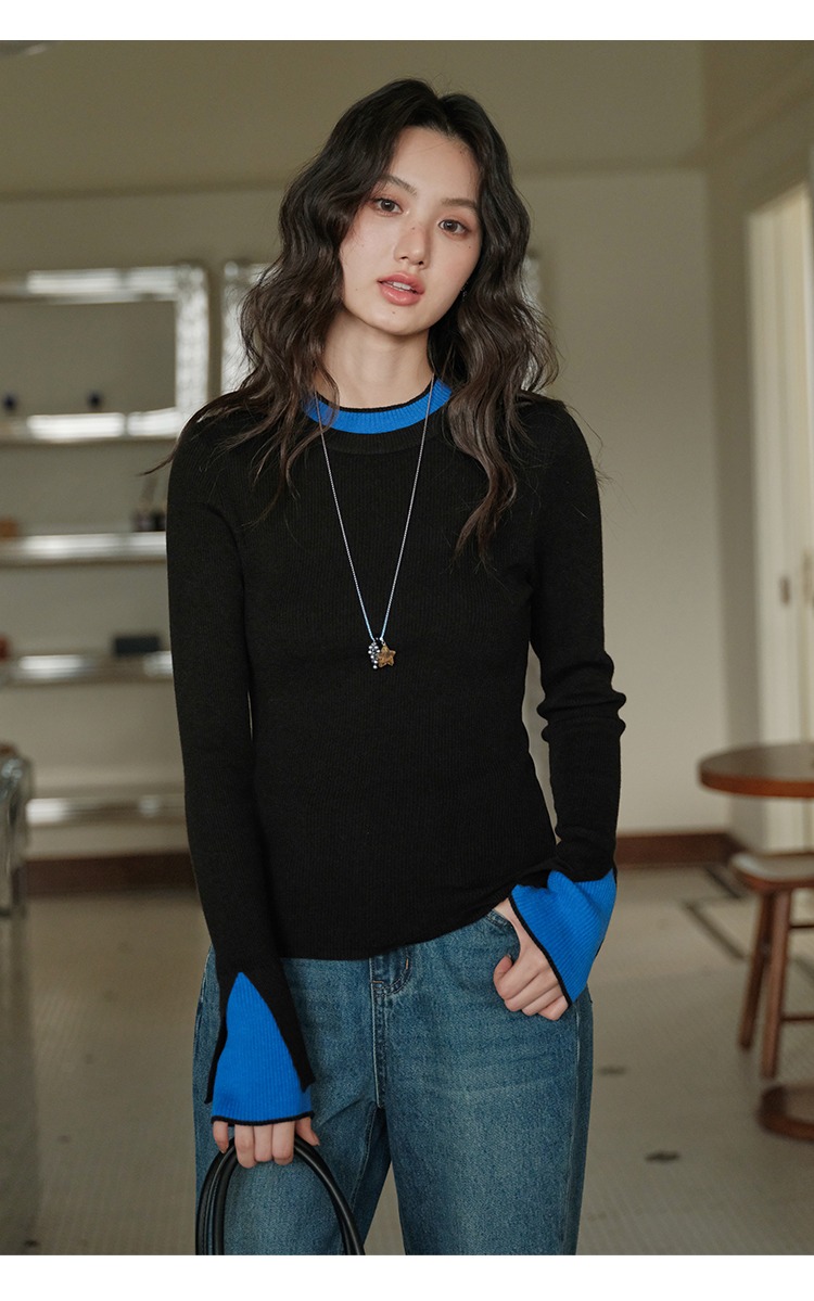 中大尺碼新款長袖撞色秀啂針織衫打底衫,中大尺碼新款長袖撞色秀啂針織衫打底衫,HBEW1951,中大尺碼新款長袖撞色秀啂針織衫打底衫,質感單品,撞色袖口