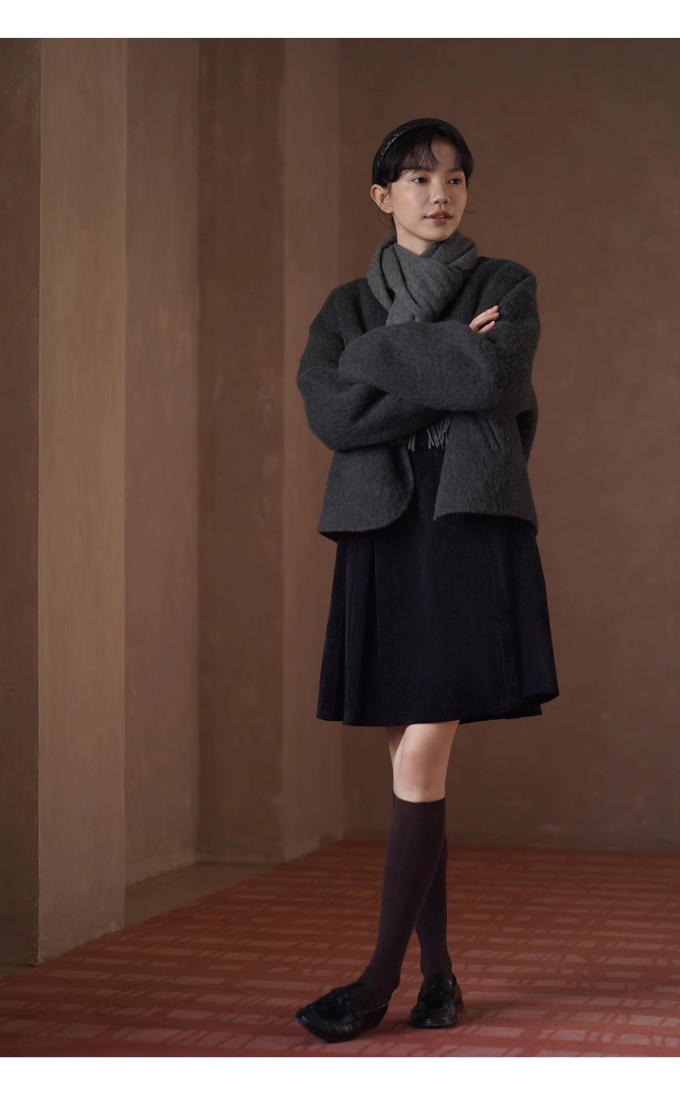 850g羊駝綿羊毛重磅雙面呢絨感寬鬆通勤顯瘦保暖外套女