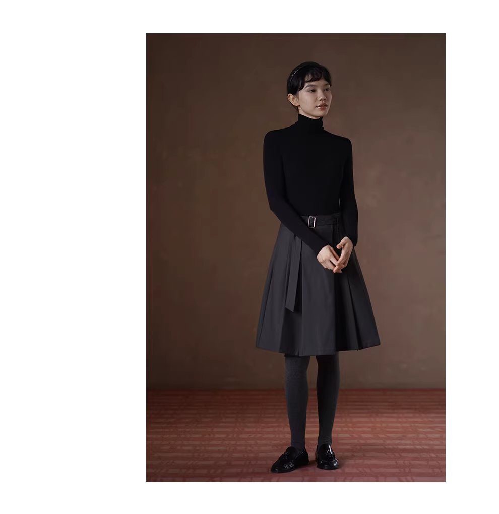 進階書呆子百褶裙高腰可調整顯瘦A字復古遮肉通勤半身裙,進階書呆子百褶裙高腰可調整顯瘦A字復古遮肉通勤半身裙,HBEW2028,進階書呆子百褶裙高腰可調整顯瘦A字復古遮肉通勤半身裙,高腰百褶,日字扣腰帶