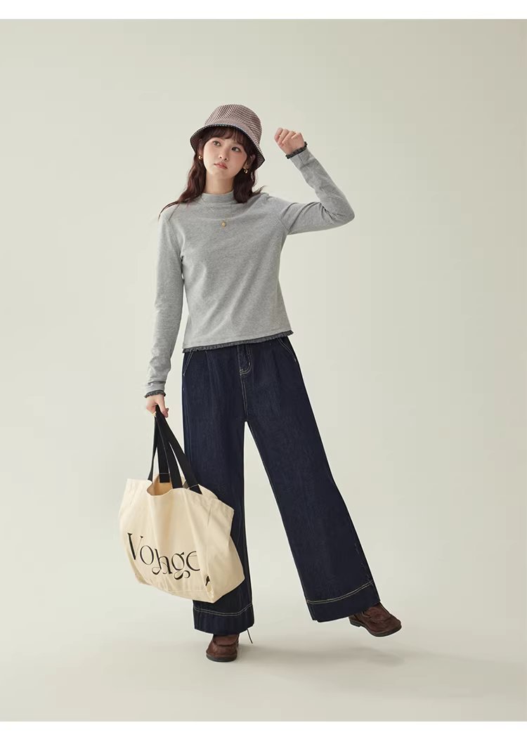 拼接螺紋邊半高領厚T恤女冬季新款灰色內搭上衣,拼接螺紋邊半高領厚T恤女冬季新款灰色內搭上衣,HBEW1143,拼接螺紋邊半高領厚T恤女冬季新款灰色內搭上衣,半高領,舒適面料