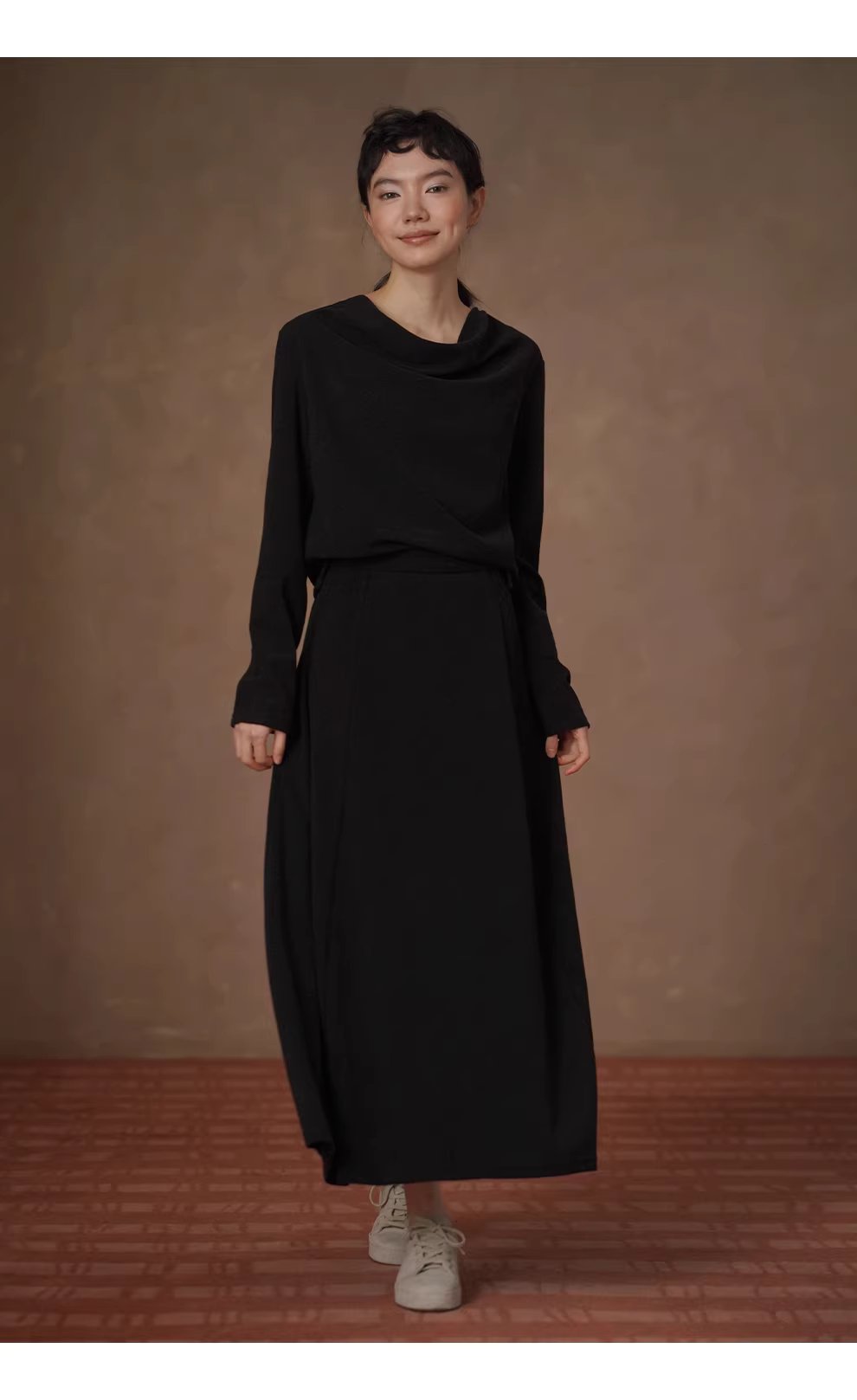 素描畫室鬆弛感蕩領長袖套裝軟糯顯瘦大裙擺通勤半裙女,素描畫室鬆弛感蕩領長袖套裝軟糯顯瘦大裙擺通勤半裙女,HBEW7062,素描畫室鬆弛感蕩領長袖套裝軟糯顯瘦大裙擺通勤半裙女,兩件式套裝,蕩領設計