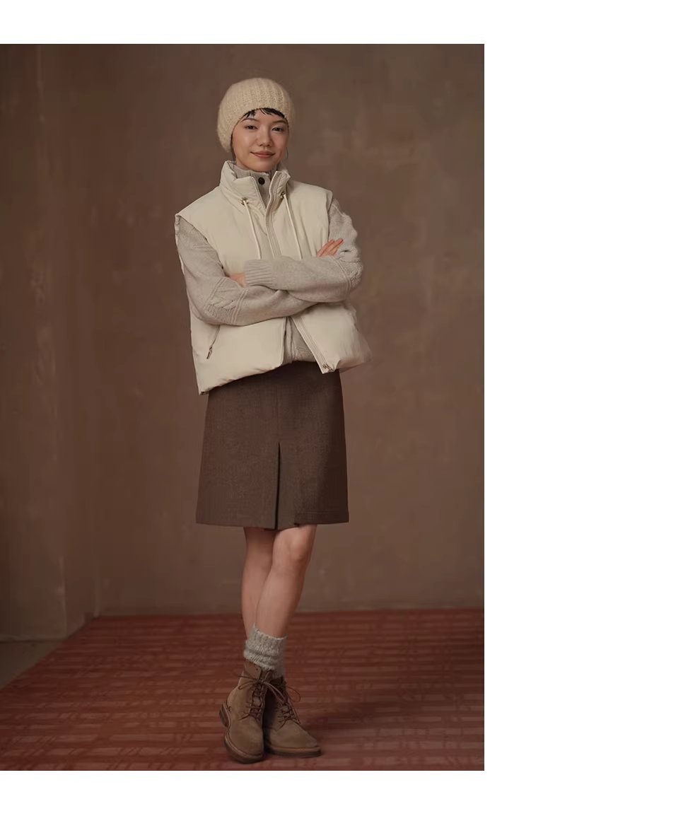 復古少女感綿羊毛混紡挺括呢料靈動褶襉高腰顯瘦半身裙,復古少女感綿羊毛混紡挺括呢料靈動褶襉高腰顯瘦半身裙,HBEW2042,復古少女感綿羊毛混紡挺括呢料靈動褶襉高腰顯瘦半身裙,口袋造型,羊毛混紡