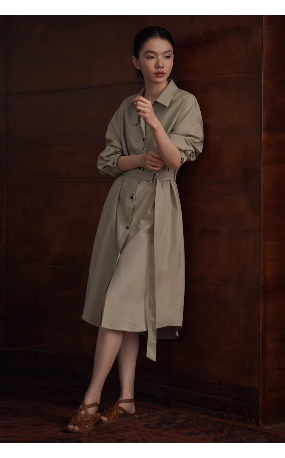 日常友善清透亞麻棉混紡襯衫領寬鬆H版型腰帶通勤洋裝,日常友善清透亞麻棉混紡襯衫領寬鬆H版型腰帶通勤洋裝,HBFS7003,日常友善清透亞麻棉混紡襯衫領寬鬆H版型腰帶通勤洋裝,通勤俐落,棉麻材質