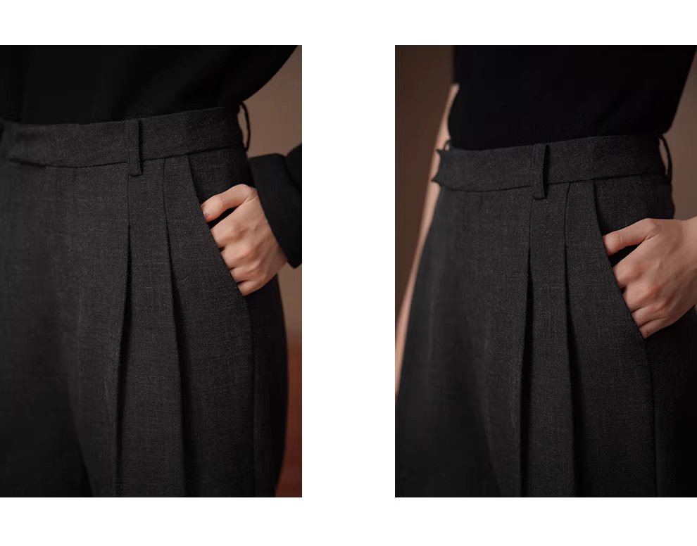 靜奢通勤訂製花灰肌理顯瘦高腰利落直筒折邊西裝長褲女,靜奢通勤訂製花灰肌理顯瘦高腰利落直筒折邊西裝長褲女,HBFS3001,靜奢通勤訂製花灰肌理顯瘦高腰利落直筒折邊西裝長褲女,壓褶收腰,花灰面料