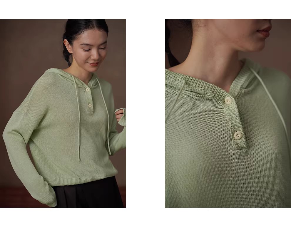 復古甜心顯白調色顯瘦寬鬆連帽萊賽爾亞麻涼感針織上衣,復古甜心顯白調色顯瘦寬鬆連帽萊賽爾亞麻涼感針織上衣,HBFS1023,復古甜心顯白調色顯瘦寬鬆連帽萊賽爾亞麻涼感針織上衣,勾織細膩,落肩微寬