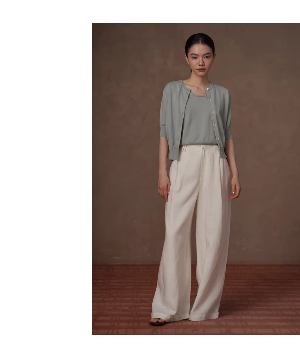 老錢典範顯瘦鬆弛感透氣亞麻萊賽爾寬鬆通勤闊腿長褲女,老錢典範顯瘦鬆弛感透氣亞麻萊賽爾寬鬆通勤闊腿長褲女,HBFS3011,老錢典範顯瘦鬆弛感透氣亞麻萊賽爾寬鬆通勤闊腿長褲女,透氣不悶,加寬腰頭