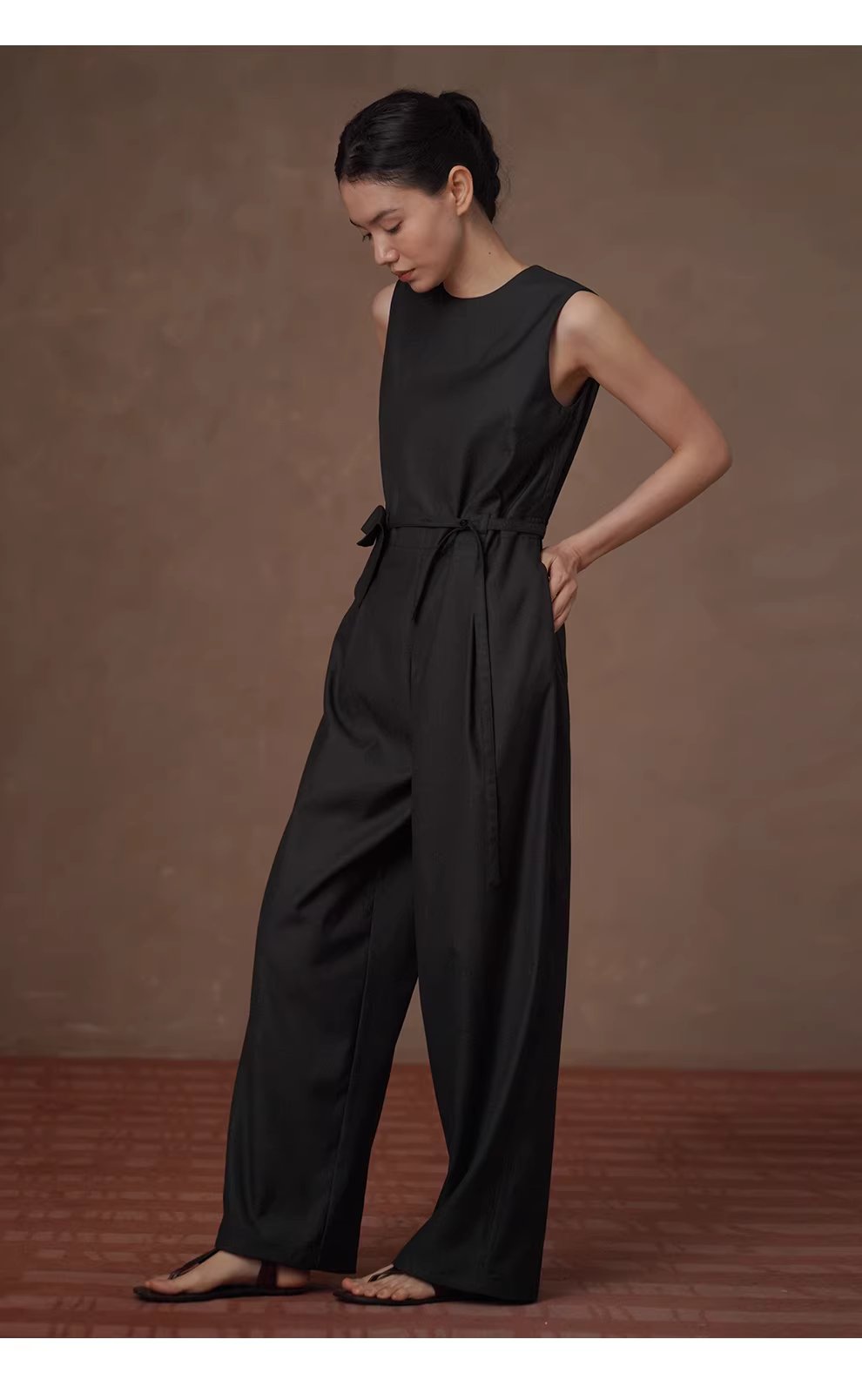 高級高智時髦無袖連身褲寬鬆顯瘦簡約立體口袋腰包長褲,高級高智時髦無袖連身褲寬鬆顯瘦簡約立體口袋腰包長褲,HBFS3012,高級高智時髦無袖連身褲寬鬆顯瘦簡約立體口袋腰包長褲,細膩啞光,調節腰帶