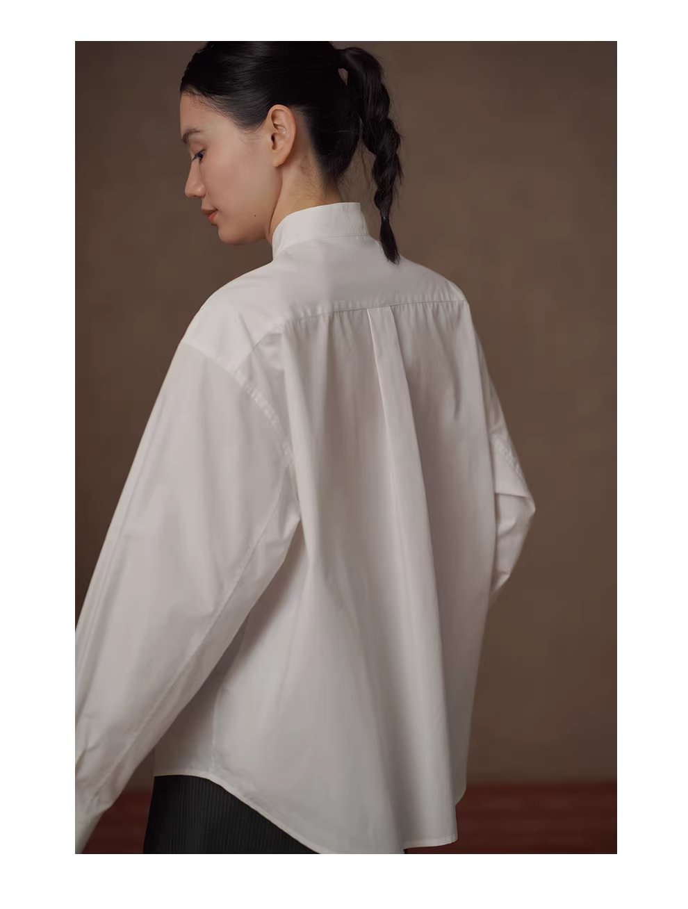 式復古回潮立領寬鬆H型顯瘦挺括好版型長袖疊穿襯衫女,式復古回潮立領寬鬆H型顯瘦挺括好版型長袖疊穿襯衫女,HBFS1037,式復古回潮立領寬鬆H型顯瘦挺括好版型長袖疊穿襯衫女,親膚透氣,版型修飾