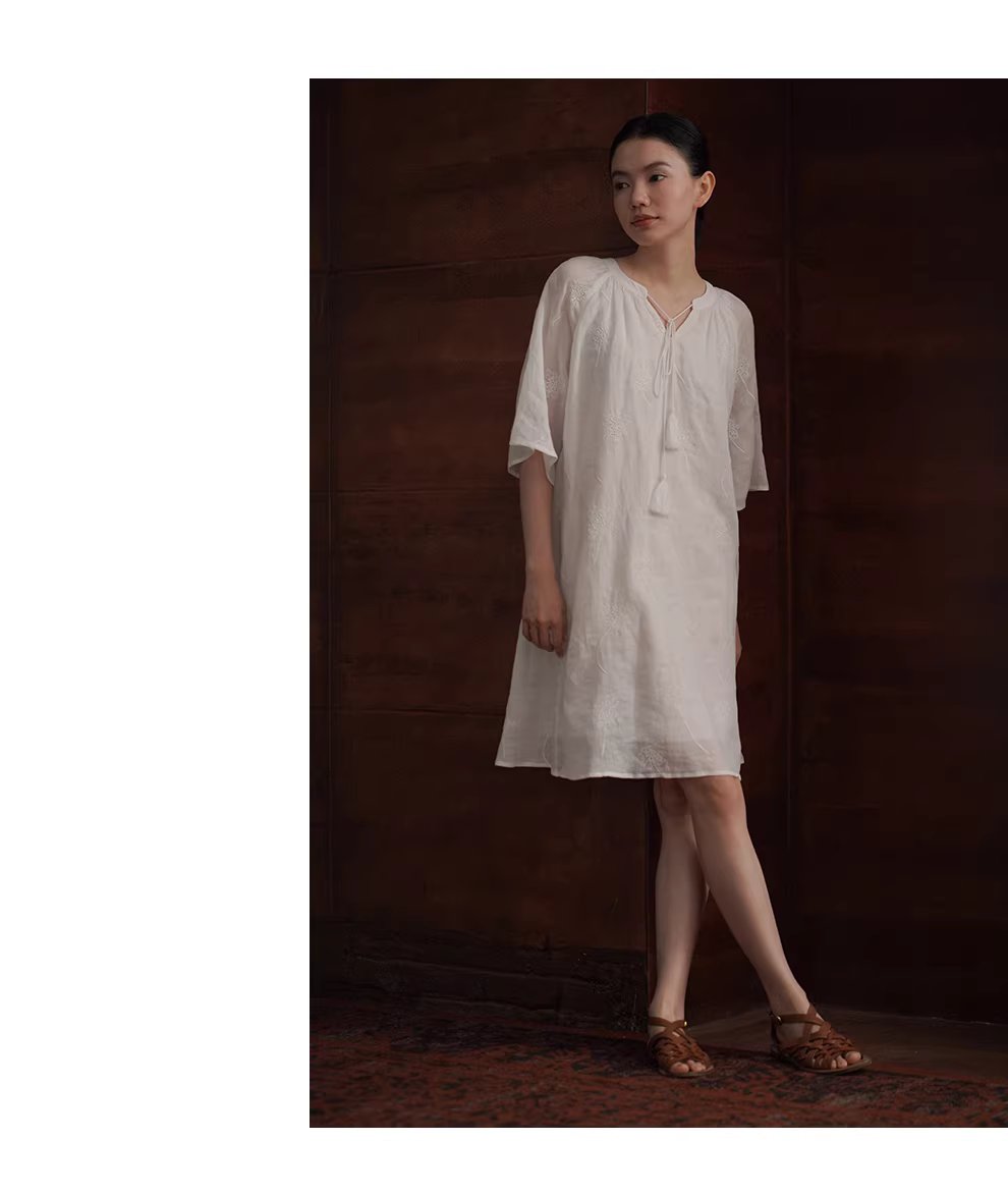 夏日蒲公英訂製全苧麻繡花流蘇繫帶寬鬆度假風洋裝女,夏日蒲公英訂製全苧麻繡花流蘇繫帶寬鬆度假風洋裝女,HBFS7014,夏日蒲公英訂製全苧麻繡花流蘇繫帶寬鬆度假風洋裝女,材質獨特,細膩繡花