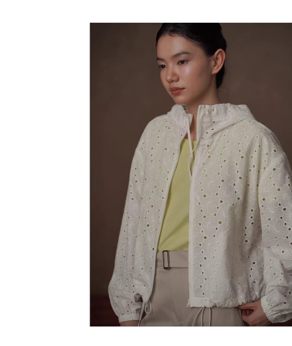 訂製立體鏤空繡100棉透氣寬鬆顯瘦長袖連帽休閒外套女,訂製立體鏤空繡100棉透氣寬鬆顯瘦長袖連帽休閒外套女,HBFS5009,訂製立體鏤空繡100棉透氣寬鬆顯瘦長袖連帽休閒外套女,鏤空繡花,全棉親膚