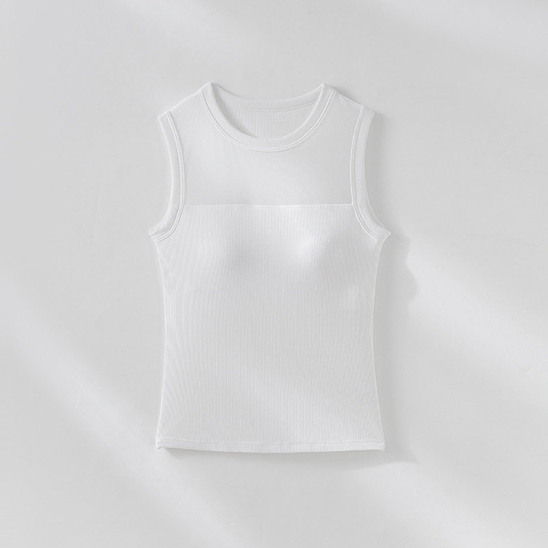 無袖百搭帶胸墊修身顯瘦打微透網紗背心,無袖百搭帶胸墊修身顯瘦打微透網紗背心,6S991001,無袖百搭帶胸墊修身顯瘦打微透網紗背心,店長推薦,版型修飾