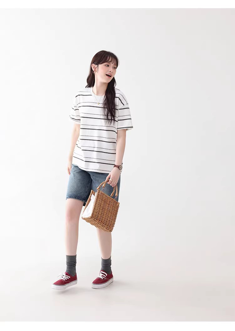 多巴胺撞色條紋落肩短袖T恤女夏季新款甜美圓領上衣,多巴胺撞色條紋落肩短袖T恤女夏季新款甜美圓領上衣,HBFS1050,多巴胺撞色條紋落肩短袖T恤女夏季新款甜美圓領上衣,撞色橫紋,舒適面料