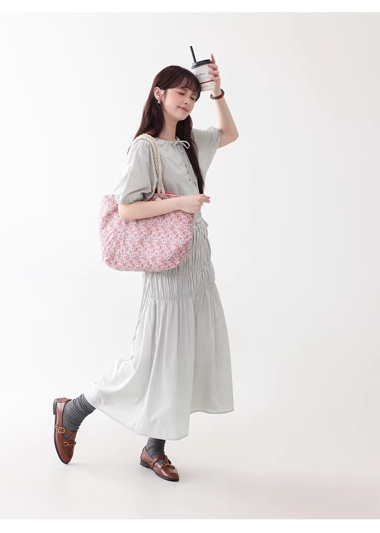 小眾褶皺收腰顯瘦洋裝女夏季新款純棉短袖長裙,小眾褶皺收腰顯瘦洋裝女夏季新款純棉短袖長裙,HBFS7019,小眾褶皺收腰顯瘦洋裝女夏季新款純棉短袖長裙,褶皺收腰,全棉面料