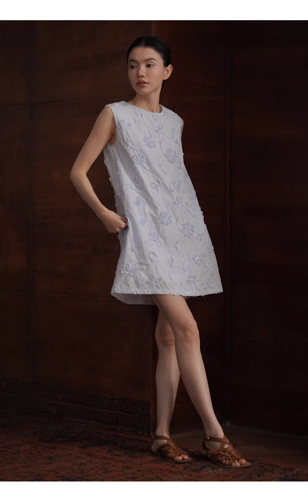 花卉夢境重工立體刺繡清新條紋圓領直筒寬鬆背心洋裝,花卉夢境重工立體刺繡清新條紋圓領直筒寬鬆背心洋裝,HBFS7030,花卉夢境重工立體刺繡清新條紋圓領直筒寬鬆背心洋裝,配色清爽,立體花裙