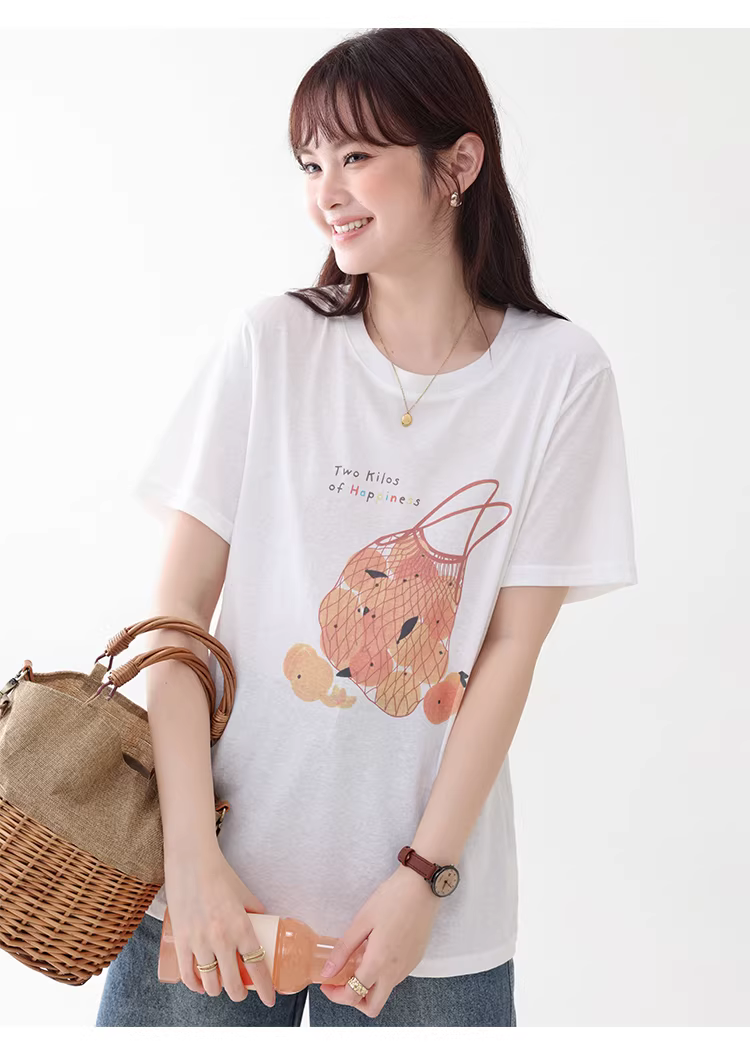 時尚塗鴉印花白色短袖T恤女夏新款寬鬆顯瘦圓領上衣,時尚塗鴉印花白色短袖T恤女夏新款寬鬆顯瘦圓領上衣,HBFS1083,時尚塗鴉印花白色短袖T恤女夏新款寬鬆顯瘦圓領上衣,童趣印花,百搭實穿