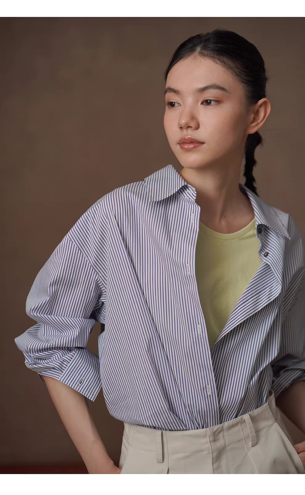 清新法式藍白條紋親膚棉感通勤寬鬆顯瘦疊穿翻領襯衫女,清新法式藍白條紋親膚棉感通勤寬鬆顯瘦疊穿翻領襯衫女,HBFS1093,清新法式藍白條紋親膚棉感通勤寬鬆顯瘦疊穿翻領襯衫女,親敷不易皺,版型俐落