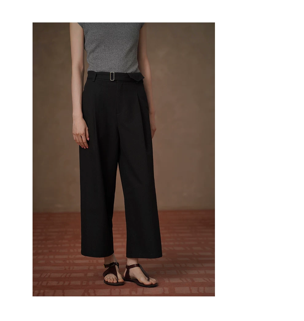 顯瘦亟需不挑人俐落簡約寬鬆高腰袋蓋通勤八分寬褲女,顯瘦亟需不挑人俐落簡約寬鬆高腰袋蓋通勤八分寬褲女,HBFS3025,顯瘦亟需不挑人俐落簡約寬鬆高腰袋蓋通勤八分寬褲女,親膚耐洗,調節腰圍