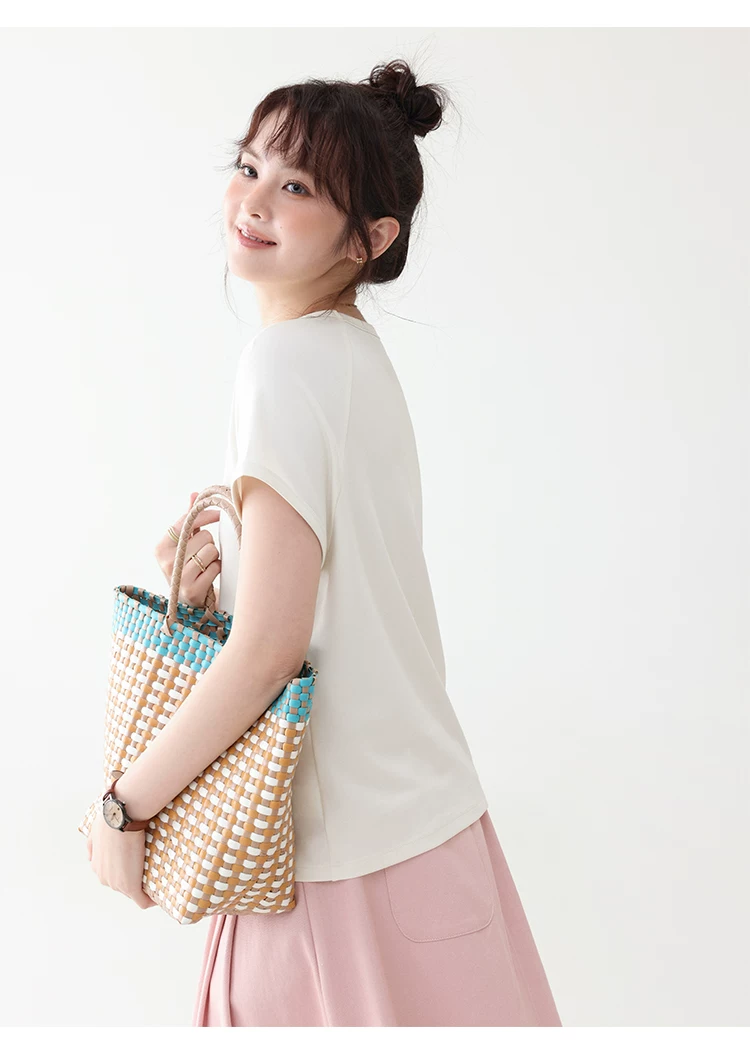 雙面長絨棉舒適短袖T恤女夏季新款通勤百搭上衣,雙面長絨棉舒適短袖T恤女夏季新款通勤百搭上衣,HBFS1105,雙面長絨棉舒適短袖T恤女夏季新款通勤百搭上衣,必備單品,天絲混棉