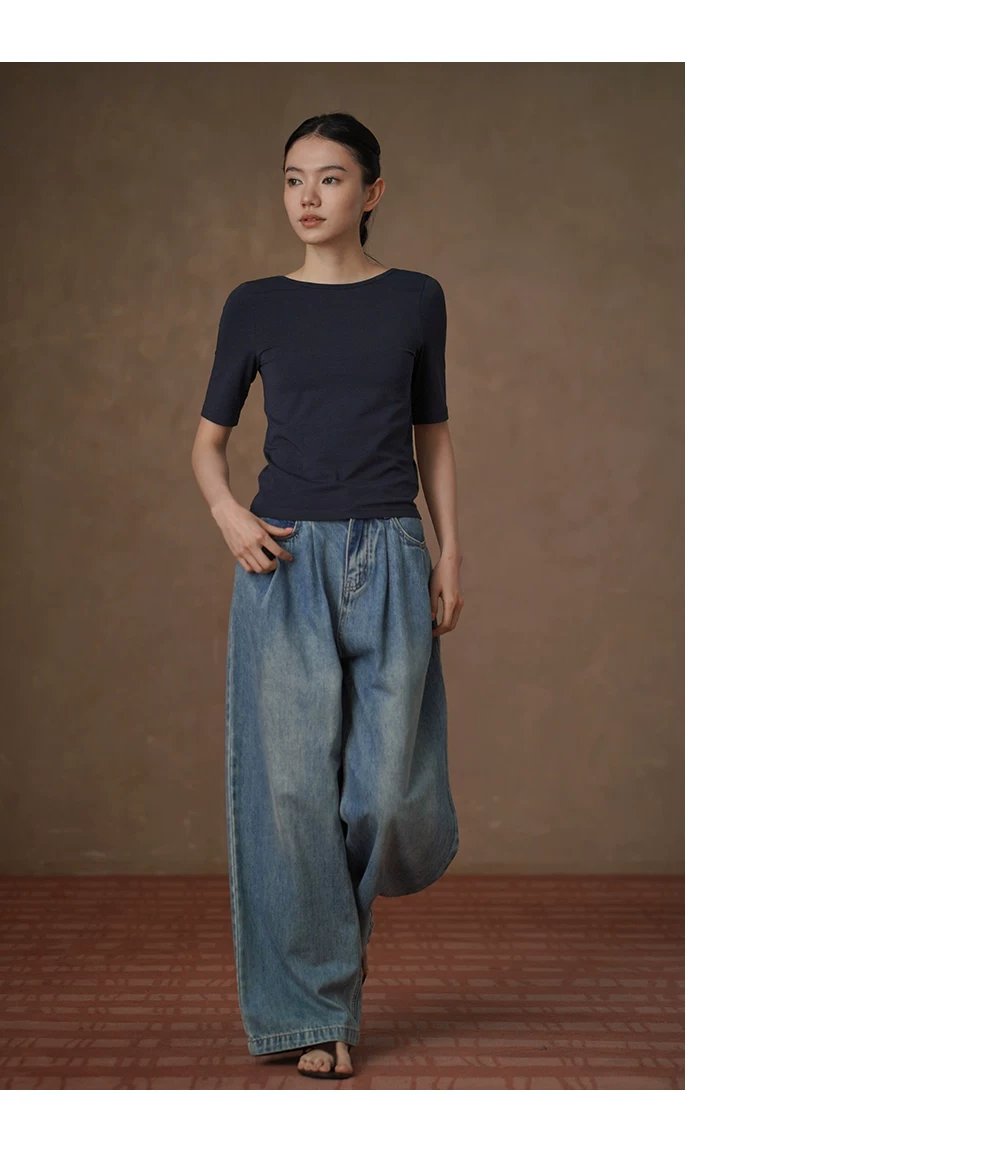 美式復古回潮柔軟水洗寬鬆立體顯瘦剪裁慵懶高腰牛仔褲,美式復古回潮柔軟水洗寬鬆立體顯瘦剪裁慵懶高腰牛仔褲,HBFS3029,美式復古回潮柔軟水洗寬鬆立體顯瘦剪裁慵懶高腰牛仔褲,硬挺適中,闊腿慵懶