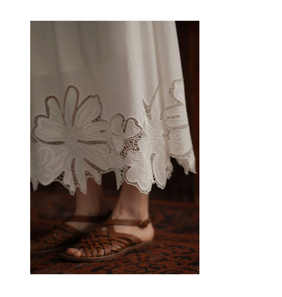 假日漫步定位刺繡蕾絲高支棉鬆緊腰頭長款顯瘦半身裙女,假日漫步定位刺繡蕾絲高支棉鬆緊腰頭長款顯瘦半身裙女,HBFS2022,假日漫步定位刺繡蕾絲高支棉鬆緊腰頭長款顯瘦半身裙女,純棉親膚,A字修身