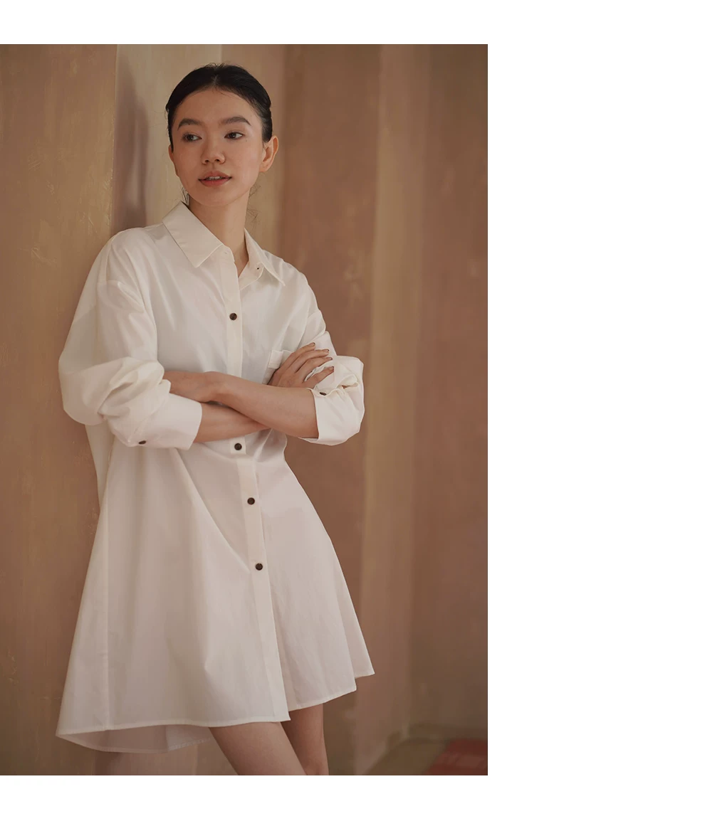 鬆弛高智感基本款簡約寬鬆襯衫裙透氣萊賽爾棉洋裝女,鬆弛高智感基本款簡約寬鬆襯衫裙透氣萊賽爾棉洋裝女,HBFS7054,鬆弛高智感基本款簡約寬鬆襯衫裙透氣萊賽爾棉洋裝女,清爽氣質,A字修身