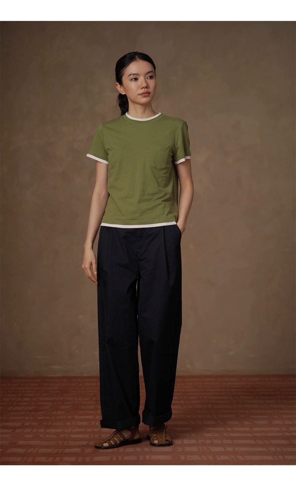 踏春假兩件撞色T恤亞麻棉混紡圓領基本款顯瘦短袖上衣女,踏春假兩件撞色T恤亞麻棉混紡圓領基本款顯瘦短袖上衣女,HBFS1145,踏春假兩件撞色T恤亞麻棉混紡圓領基本款顯瘦短袖上衣女,清爽俐落,日常百搭