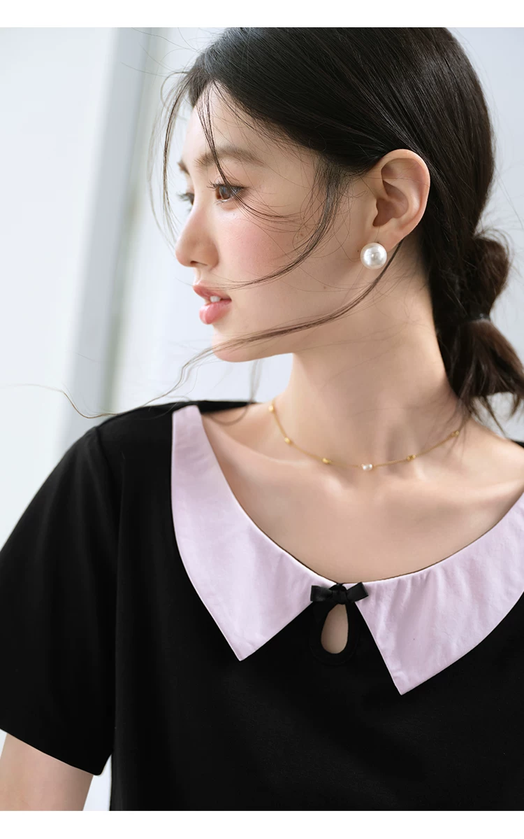 夏裝女2026新款正肩短袖T恤女大尺碼胖mm顯瘦韓系設計感上衣,夏裝女2026新款正肩短袖T恤女大尺碼胖mm顯瘦韓系設計感上衣,HBFS1173,夏裝女2026新款正肩短袖T恤女大尺碼胖mm顯瘦韓系設計感上衣,撞色翻領,正肩版型