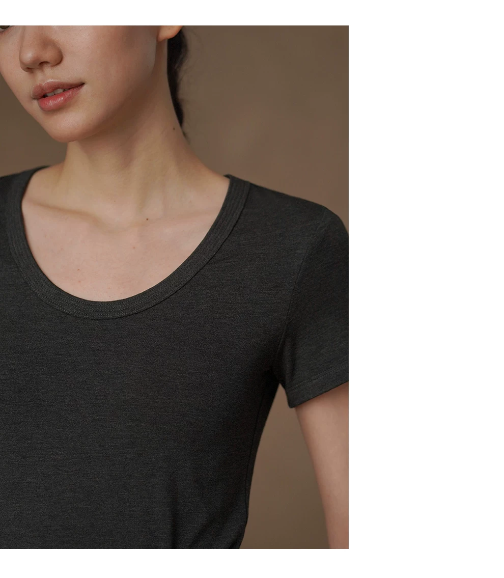 高知精緻通勤塔克線U領上衣顯瘦修身彈性短袖棉感T恤女,高知精緻通勤塔克線U領上衣顯瘦修身彈性短袖棉感T恤女,HBFS1204,高知精緻通勤塔克線U領上衣顯瘦修身彈性短袖棉感T恤女,彈性U領,合身顯瘦