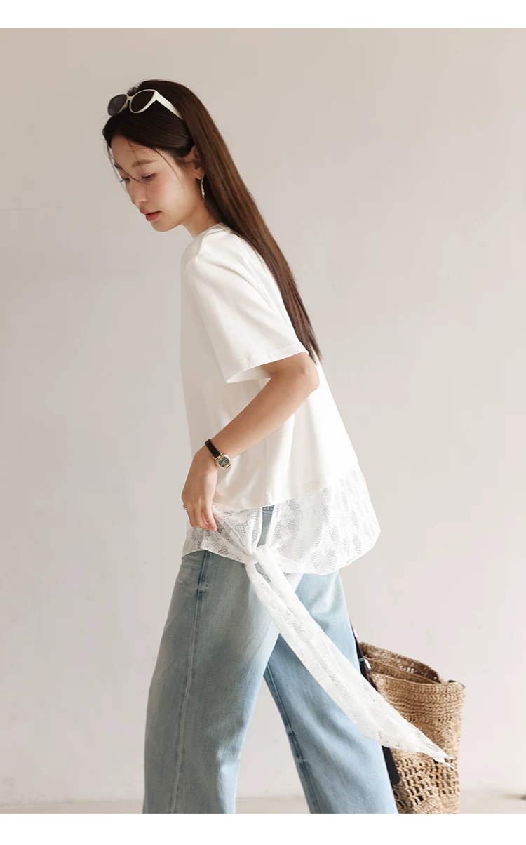 大尺碼胖mm寬鬆白色短袖T恤女2026新款夏季蕾絲拼接綁帶上衣,大尺碼胖mm寬鬆白色短袖T恤女2026新款夏季蕾絲拼接綁帶上衣,HBFS1247,大尺碼胖mm寬鬆白色短袖T恤女2026新款夏季蕾絲拼接綁帶上衣,中大尺碼,蕾絲拼接