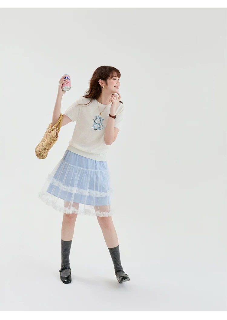 雨衣小狗提花短袖針織衫女夏季新款減齡百搭上衣,雨衣小狗提花短袖針織衫女夏季新款減齡百搭上衣,HBFS1274,雨衣小狗提花短袖針織衫女夏季新款減齡百搭上衣,小狗提花,薄款針織
