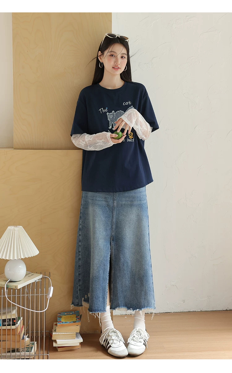 大尺碼蕾絲拼接長袖T恤早秋女裝2026新款寬鬆貓咪刺繡上衣女,大尺碼蕾絲拼接長袖T恤早秋女裝2026新款寬鬆貓咪刺繡上衣女,HBFS1301,大尺碼蕾絲拼接長袖T恤早秋女裝2026新款寬鬆貓咪刺繡上衣女,中大尺碼,蕾絲拼接
