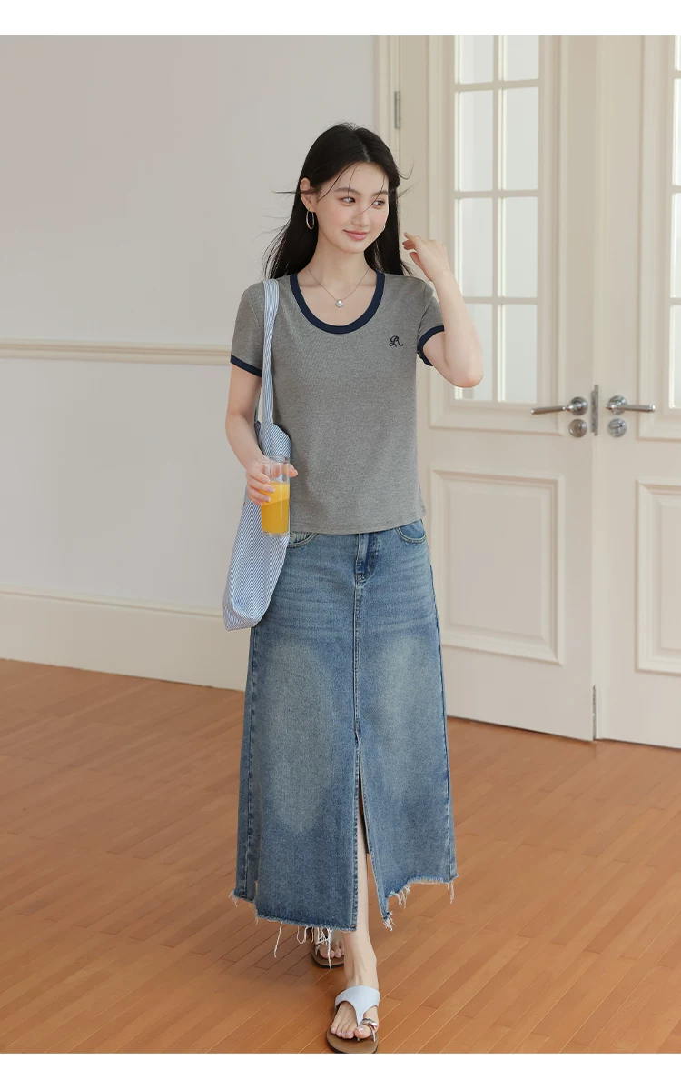 大尺碼胖mm巨遮肚夏裝正肩短袖T恤女2026新款寬鬆灰色上衣女,大尺碼胖mm巨遮肚夏裝正肩短袖T恤女2026新款寬鬆灰色上衣女,HBFS1302,大尺碼胖mm巨遮肚夏裝正肩短袖T恤女2026新款寬鬆灰色上衣女,中大尺碼,撞色拼接
